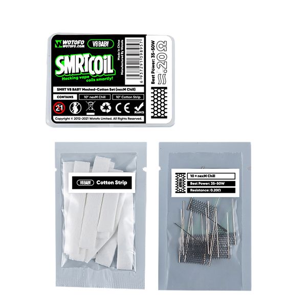 Wotofo SMRT V8 Baby Meshed Cotton Set - Chill