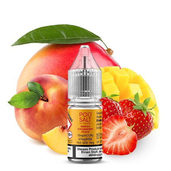 Pod Salt X Nikotinsalz Liquid - Mango Strawberry Peach - 10ml