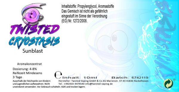 Twisted Aroma - Cryostasis Sunblast 10ml