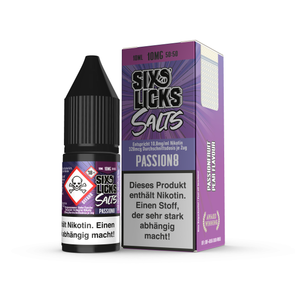 SIX LICKS Nikotinsalz Liquid - PASSION8 10mg